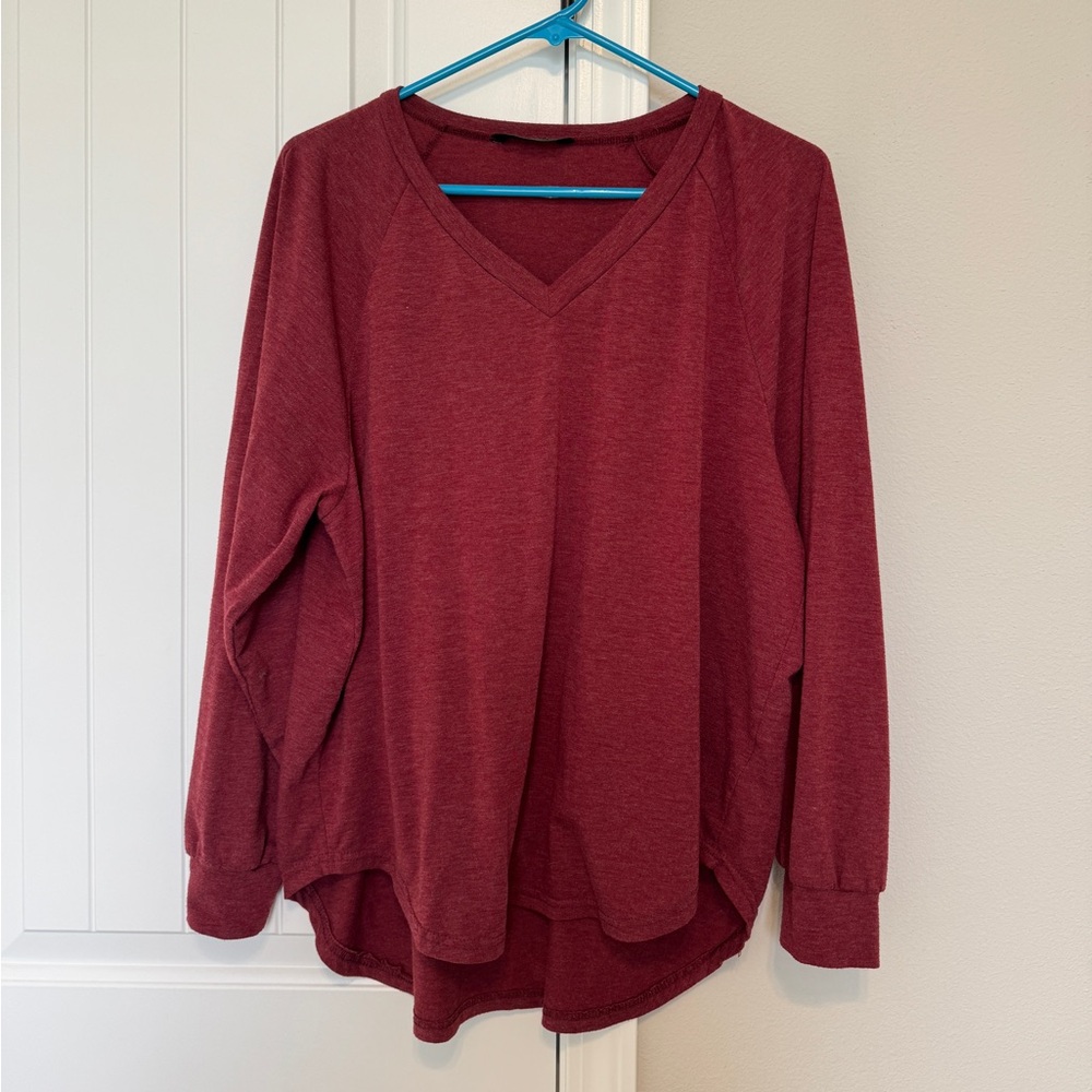 SHEIN Burgundy Long Sleeve Top